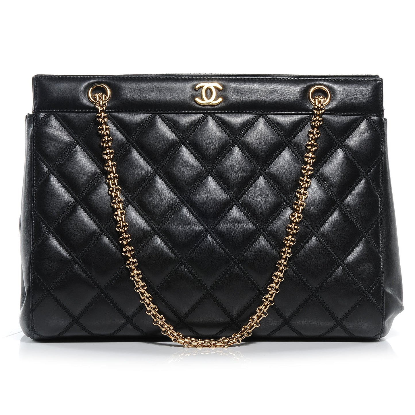 Lambskin CC Shopping Tote Black