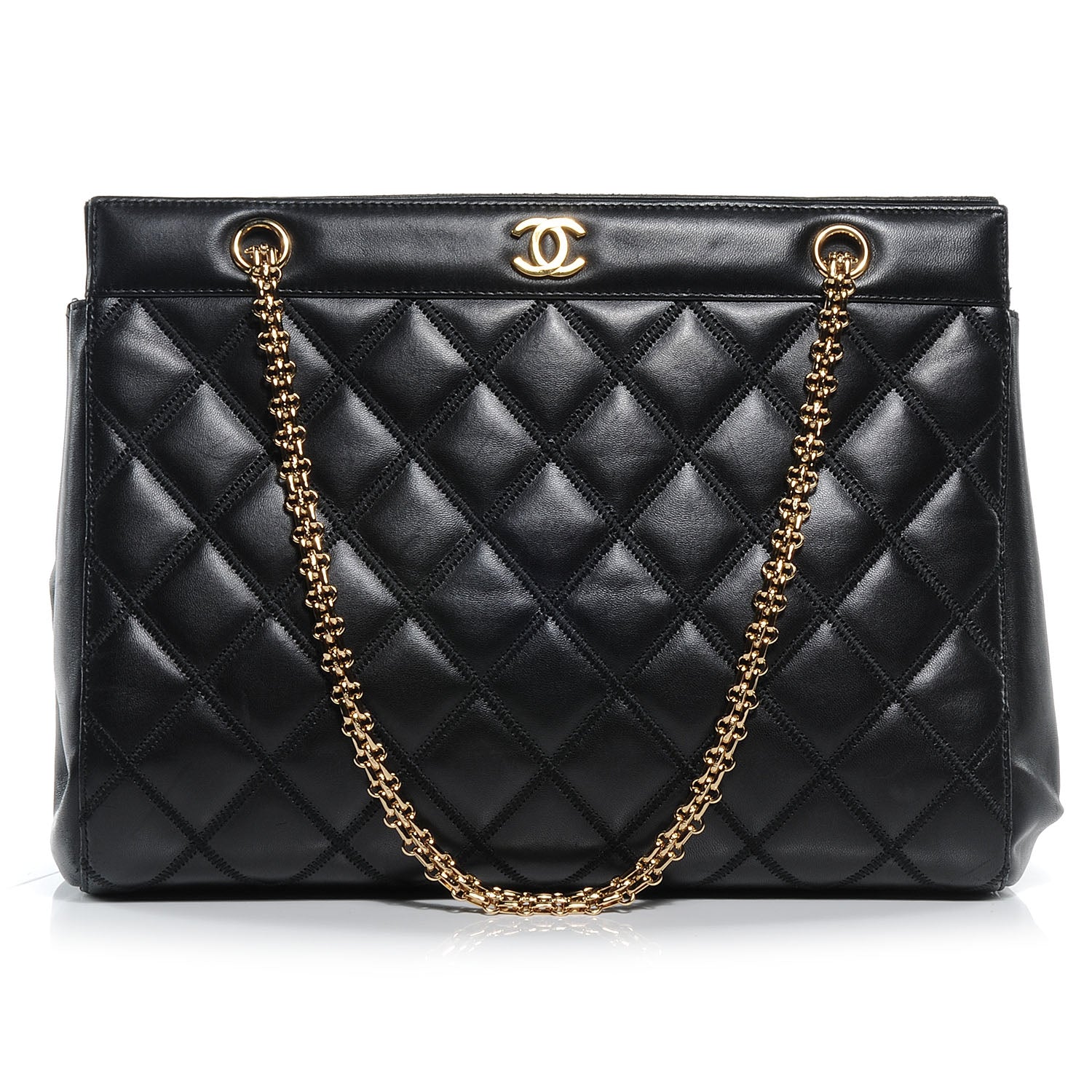 Chanel Lambskin CC Shopping Tote Black 1 of 9