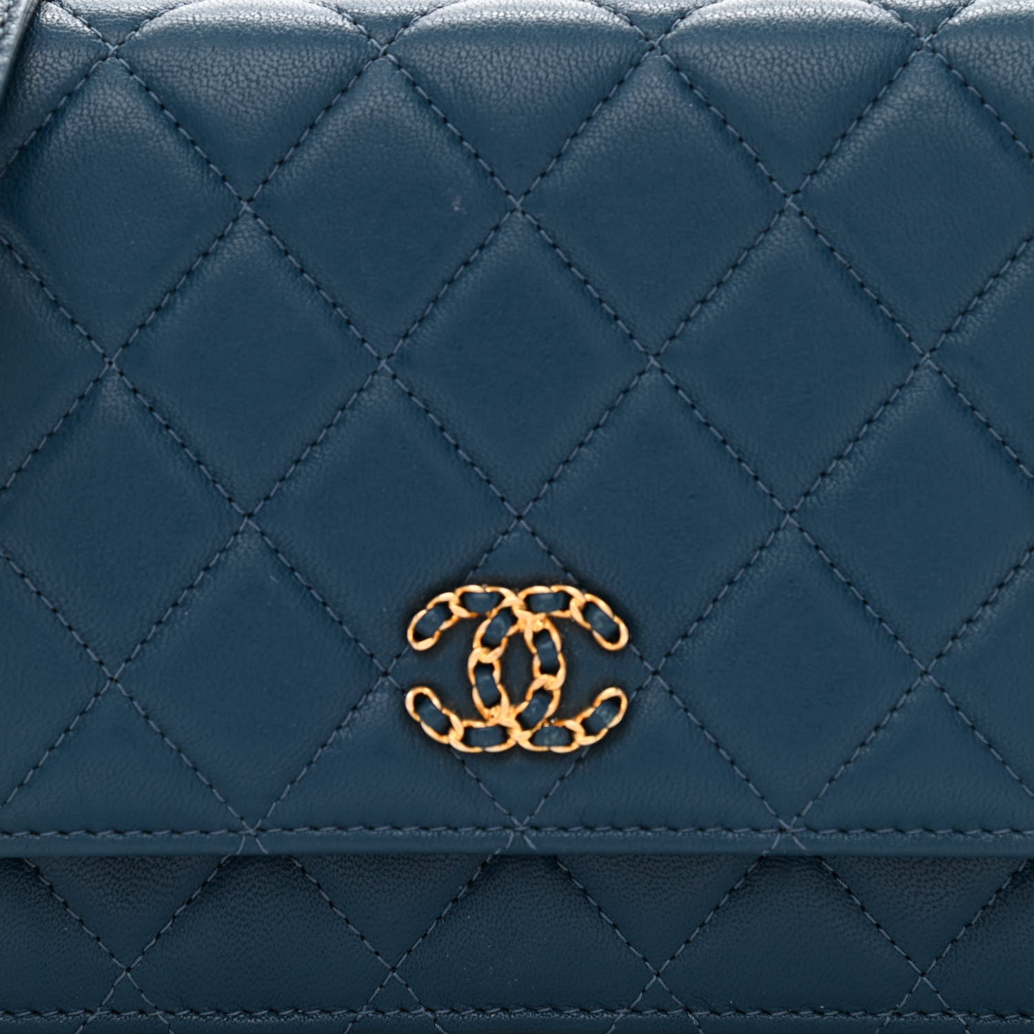 Chanel Goatskin Quilted Chanel 19 Wallet On Chain WOC Blue 9 of 12