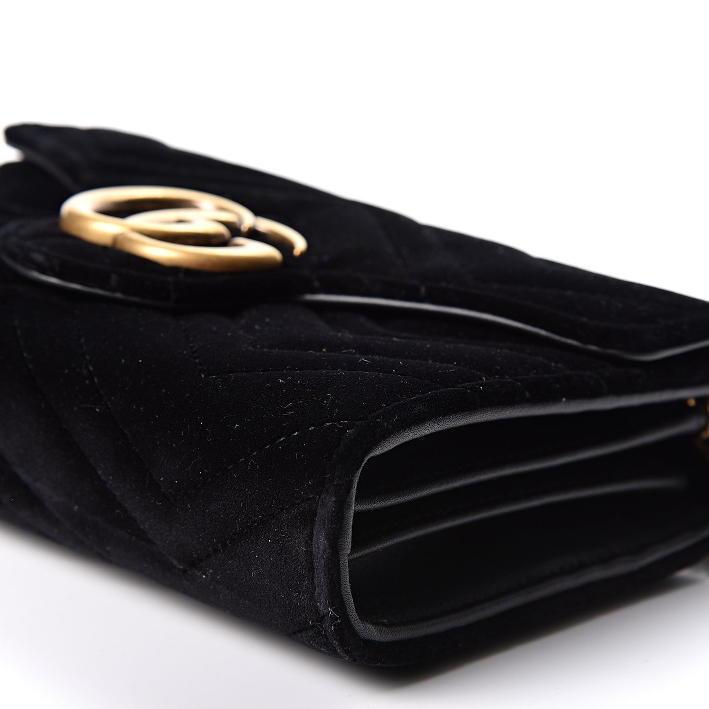 Velvet Matelasse GG Marmont Chain Wallet Black