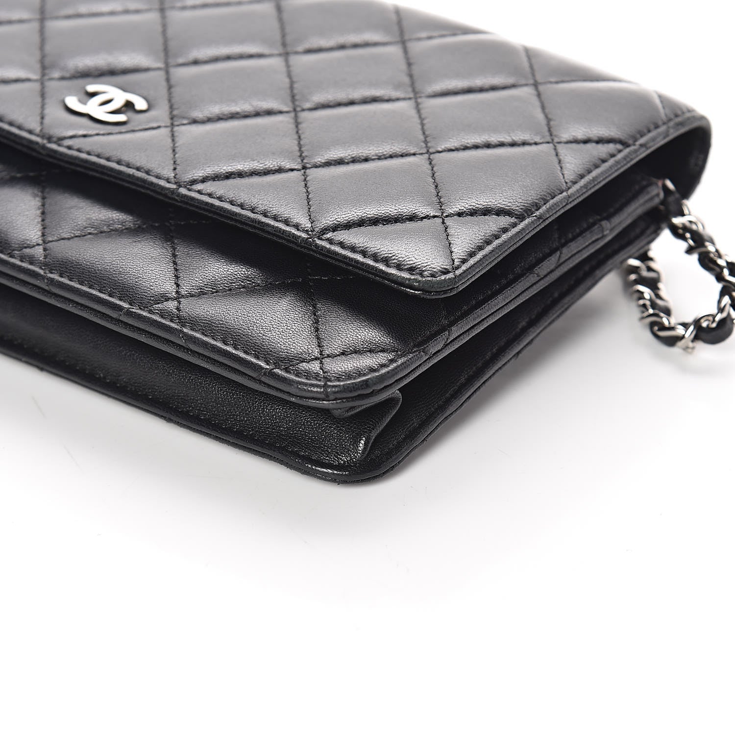 Chanel Lambskin Quilted Wallet On Chain WOC Black 10 of 11