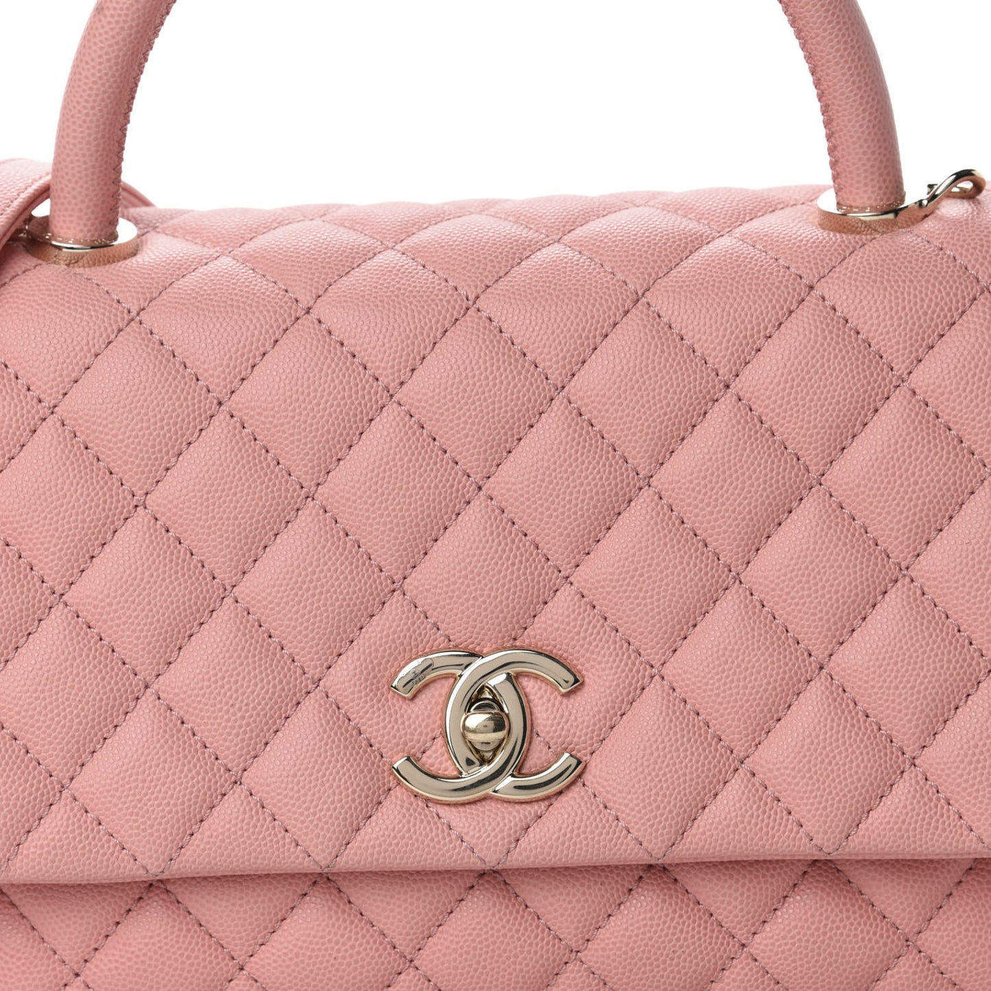 Caviar Quilted Small Coco Handle Flap Light Pink