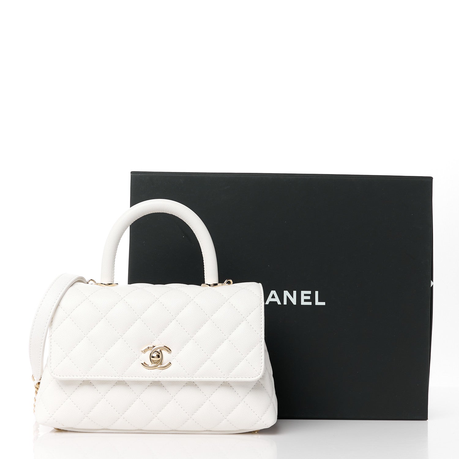 Chanel Caviar Quilted Mini Coco Handle Flap White 12 of 12