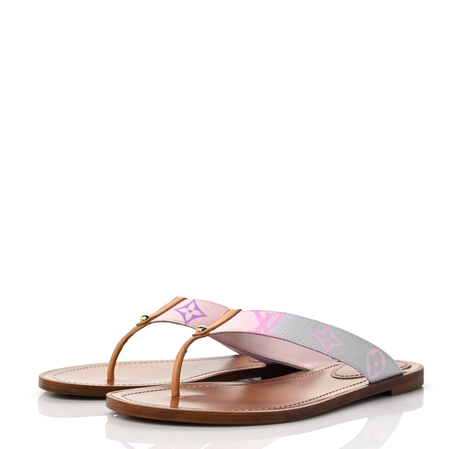 Monogram Sunny Flat Thong Sandals 38 Rose Clair Pink