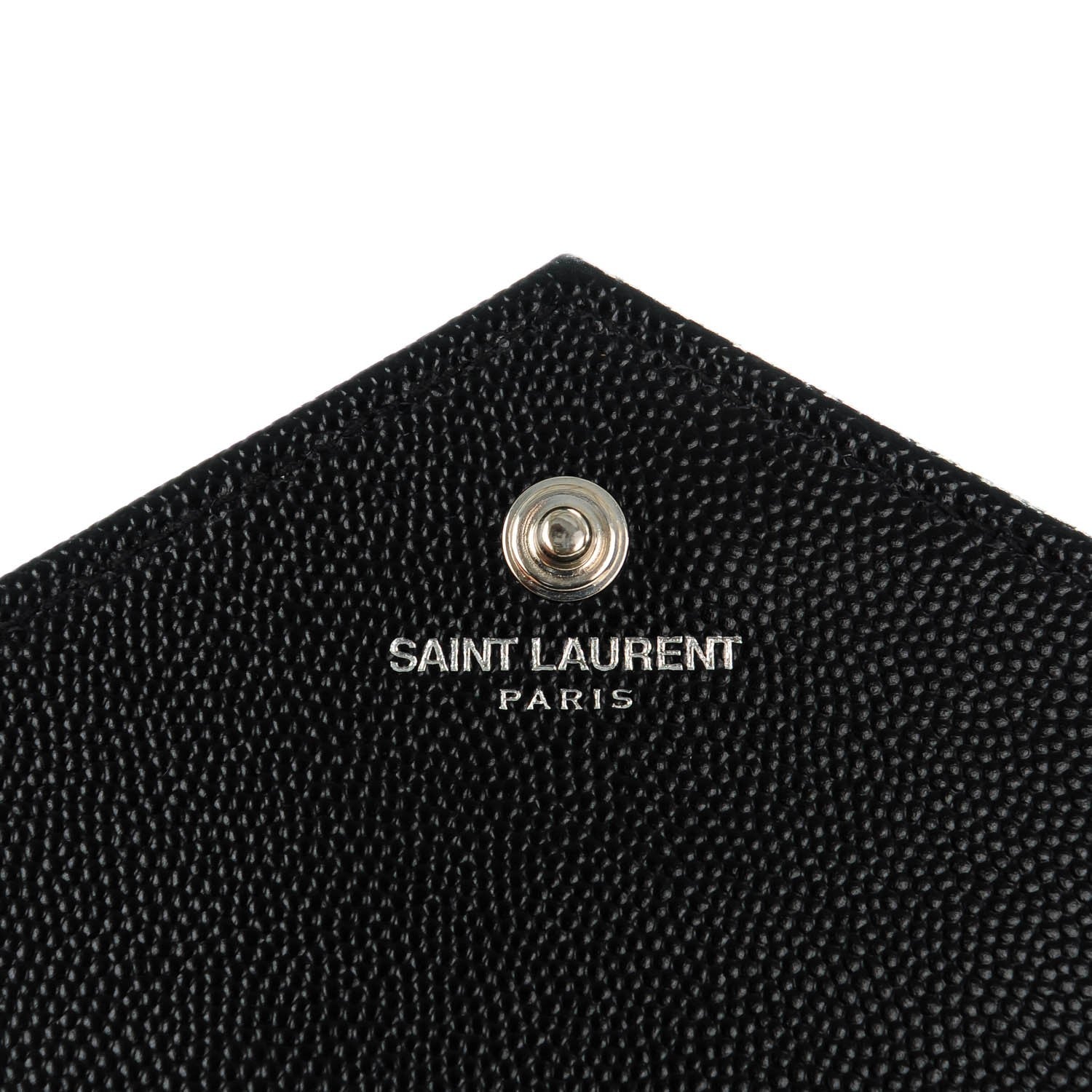 Saint Laurent Grain De Poudre Matelasse Chevron Monogram Chain Wallet Black 6 of 8