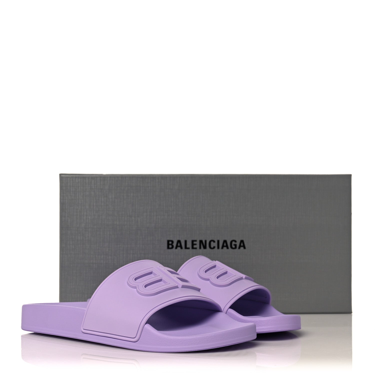 Balenciaga Rubber BB Womens Pool Slide Sandals 38 Lilac 7 of 7