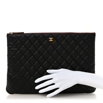 Chanel Caviar Quilted Large Cosmetic Case Black 2 of 9