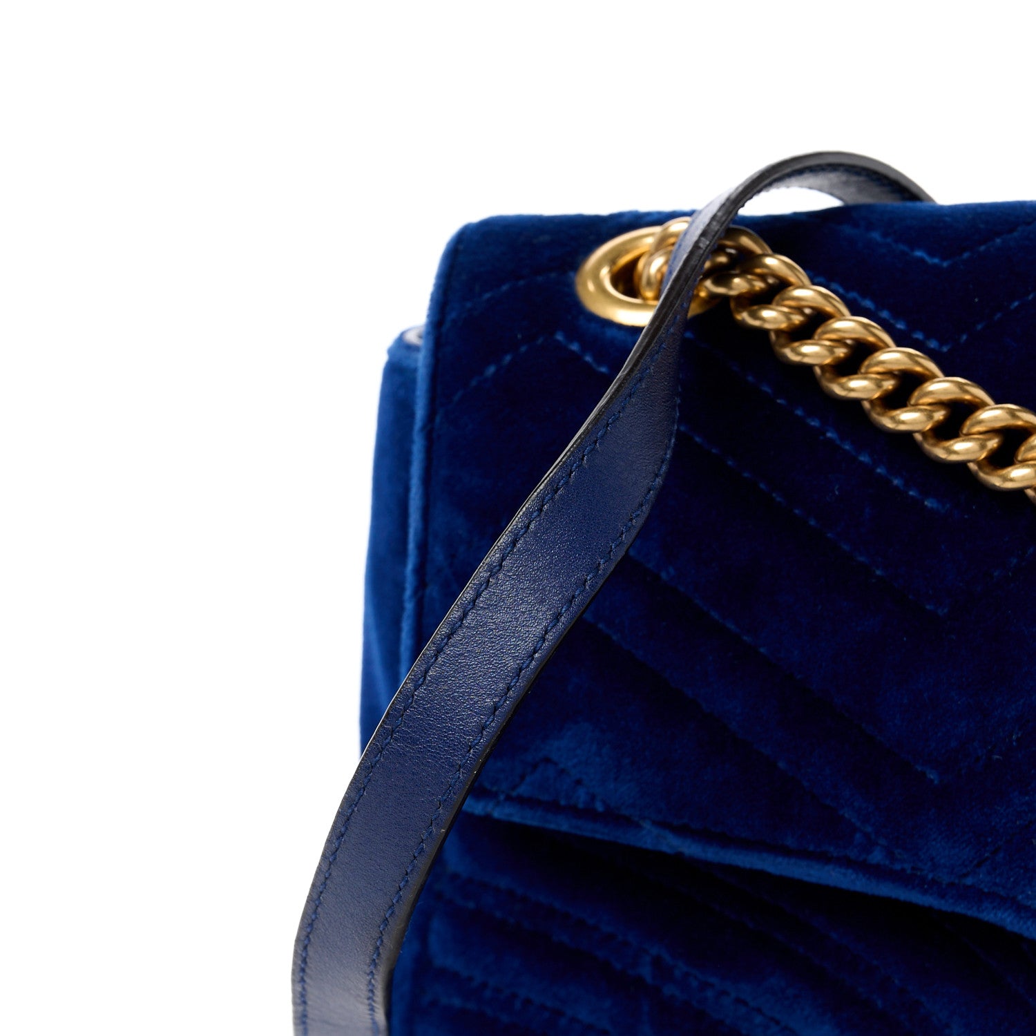 Gucci Velvet Matelasse Medium GG Marmont Shoulder Bag Cobalt Blue 12 of 12