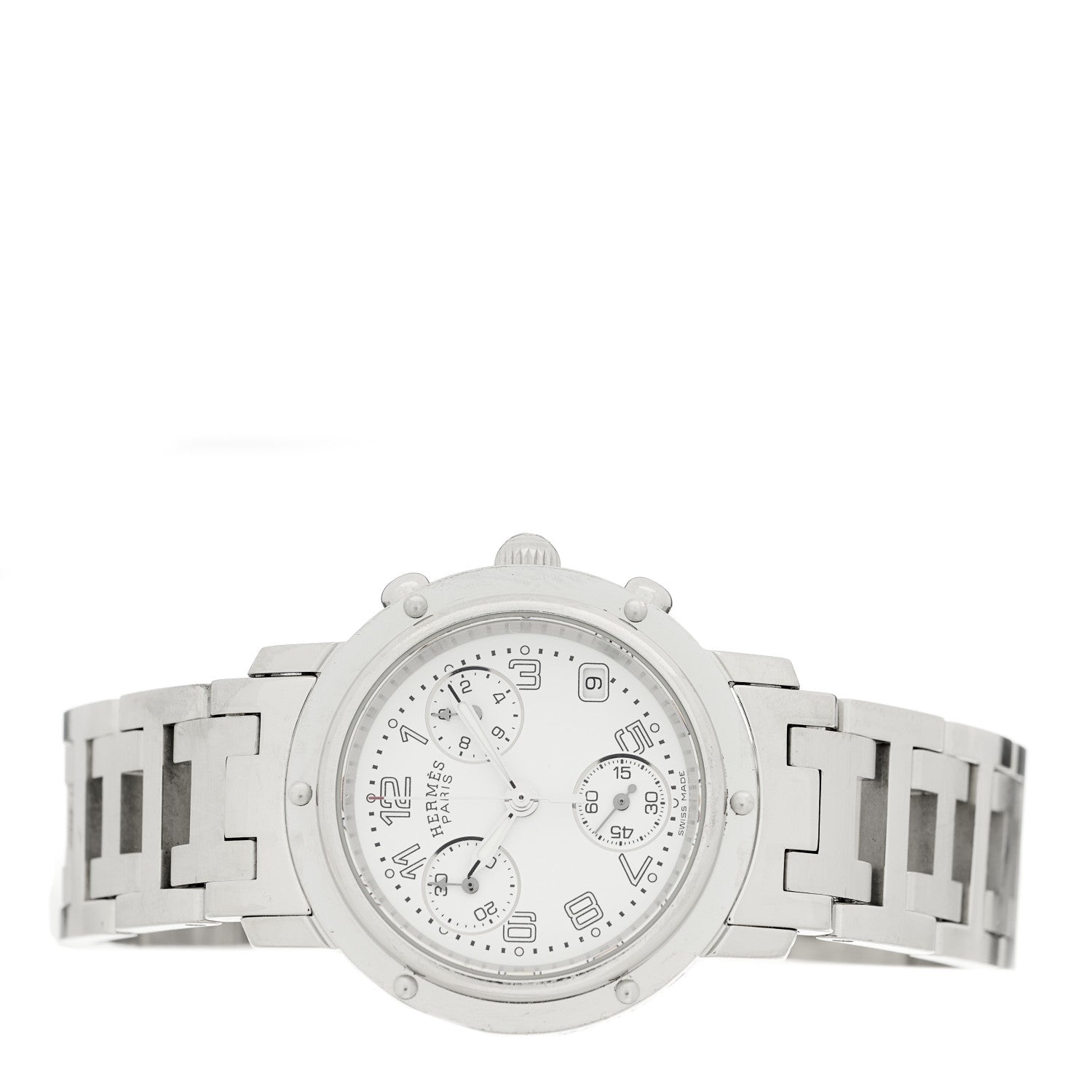 Hermes Stainless Steel 31mm Clipper Chronograph Quartz Watch 2 of 4