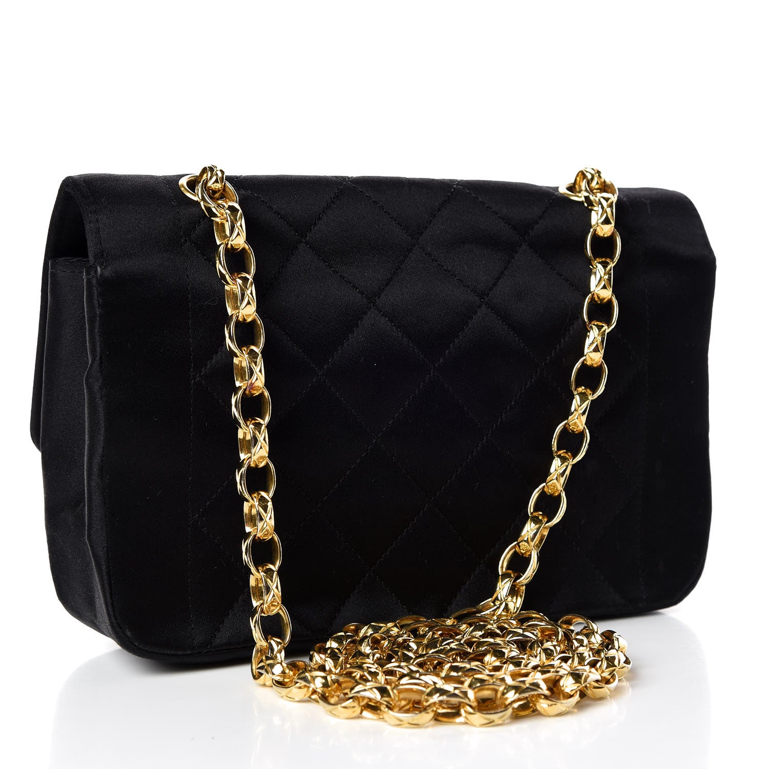 Chanel Satin Quilted Evening Flap Black 3 of 9