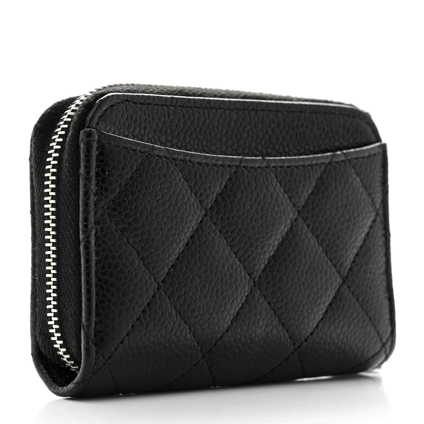 Caviar Quilted Zip Coin Purse Black