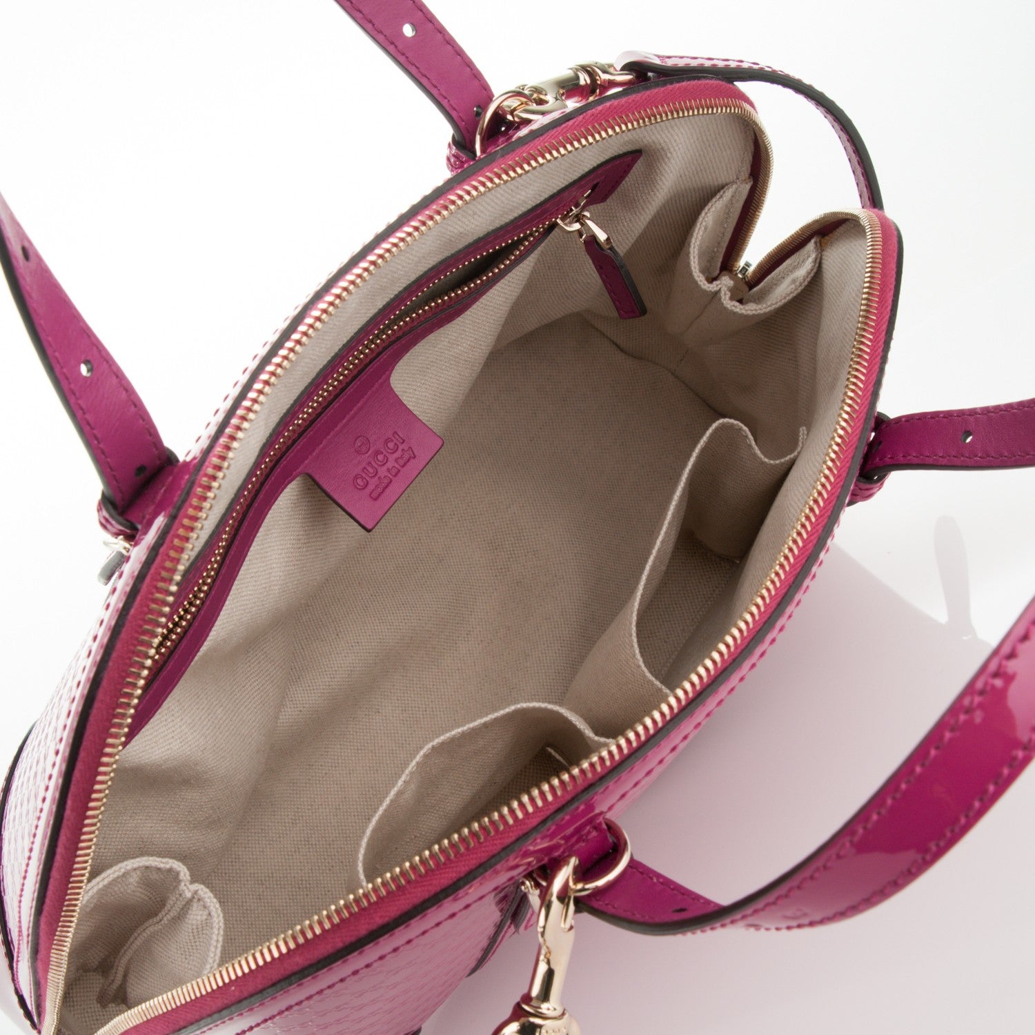 Gucci Patent Microguccissima Small Nice Top Handle Dome Bag Bright Bouganville 5 of 7