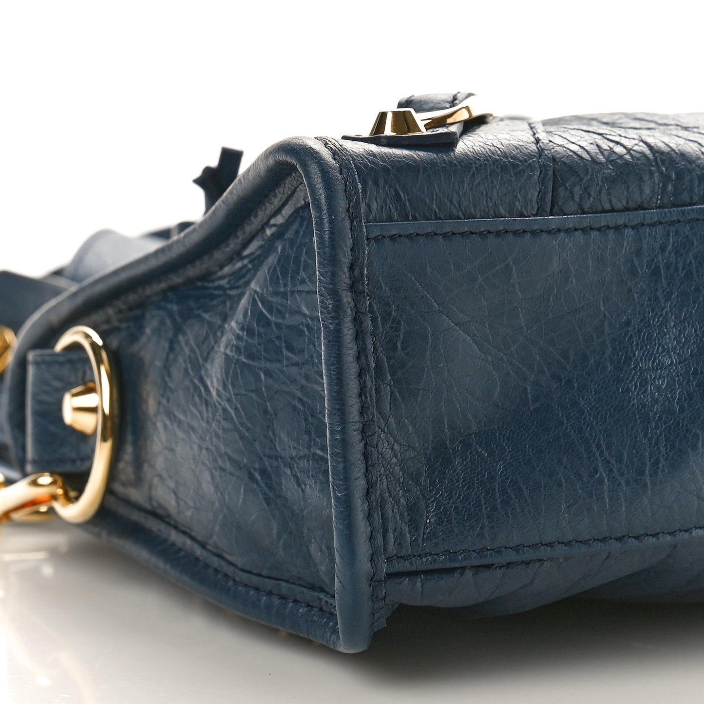 Agneau Classic Gold Hardware Mini City Bleu De Minuit