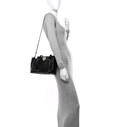 Valentino Garavani Vitello Small Rockstud Tote Black 2 of 10