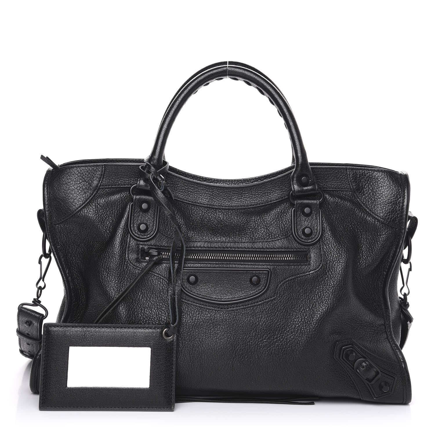 Balenciaga Shiny Grained Goatskin Black Metallic Edge City Black 1 of 9