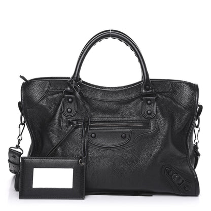 Balenciaga Shiny Grained Goatskin Black Metallic Edge City Black 1 of 9
