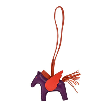 Hermes Milo Lambskin Grigri Rodeo Pegase Horse Bag Charm PM Violet Cornaline Capucine 1 of 5