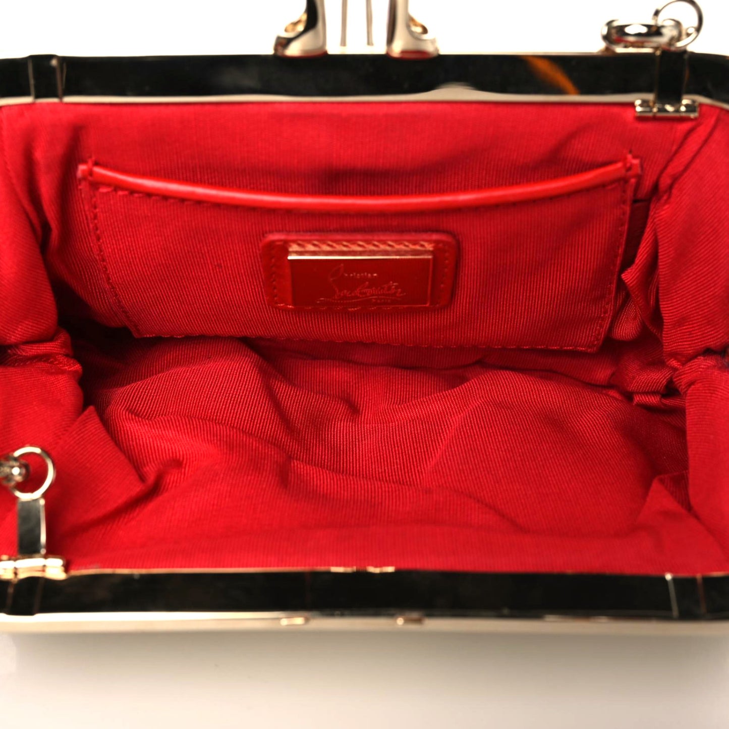 Nappa Loubi Lula Mini Frame Clutch Gold