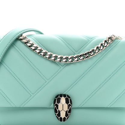 Bulgari Calfskin Matelasse Small Serpenti Cabochon Shoulder Bag Turquoise 7 of 9