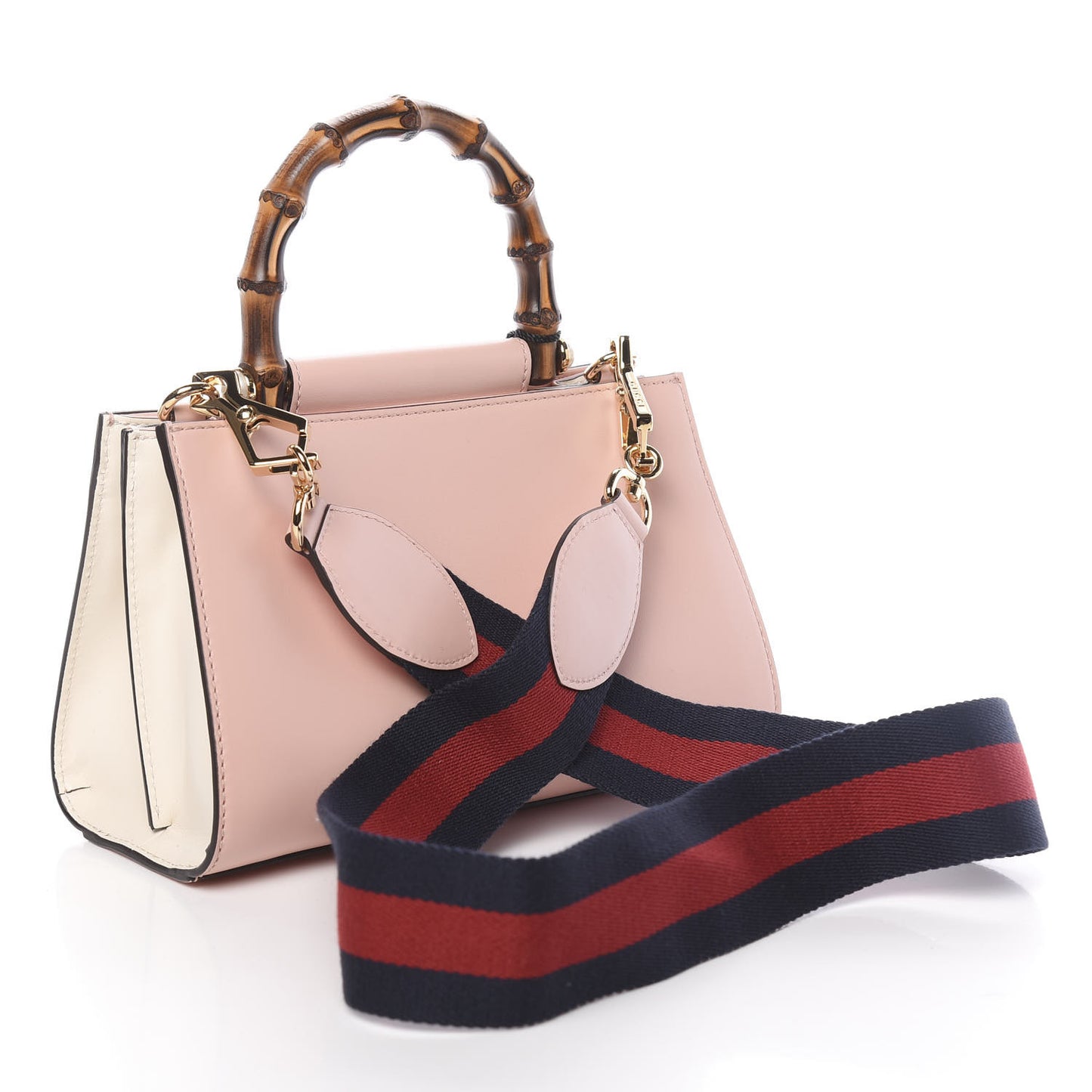 Nappa Bamboo Web Mini Nymphaea Top Handle Bag Perfect Pink Mystic White