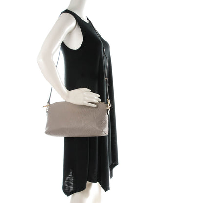 Burberry Signature Grain Calfskin Check Embossed Small Chichester Crossbody Clutch Bag Pale Grey 2 of 7