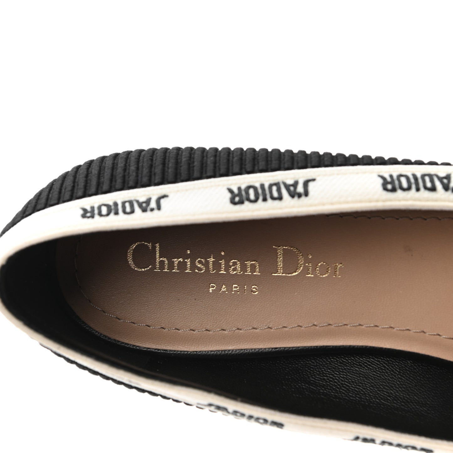 Fabric Ribbon Embroidered J'Adior Ballet Flats 38 Black