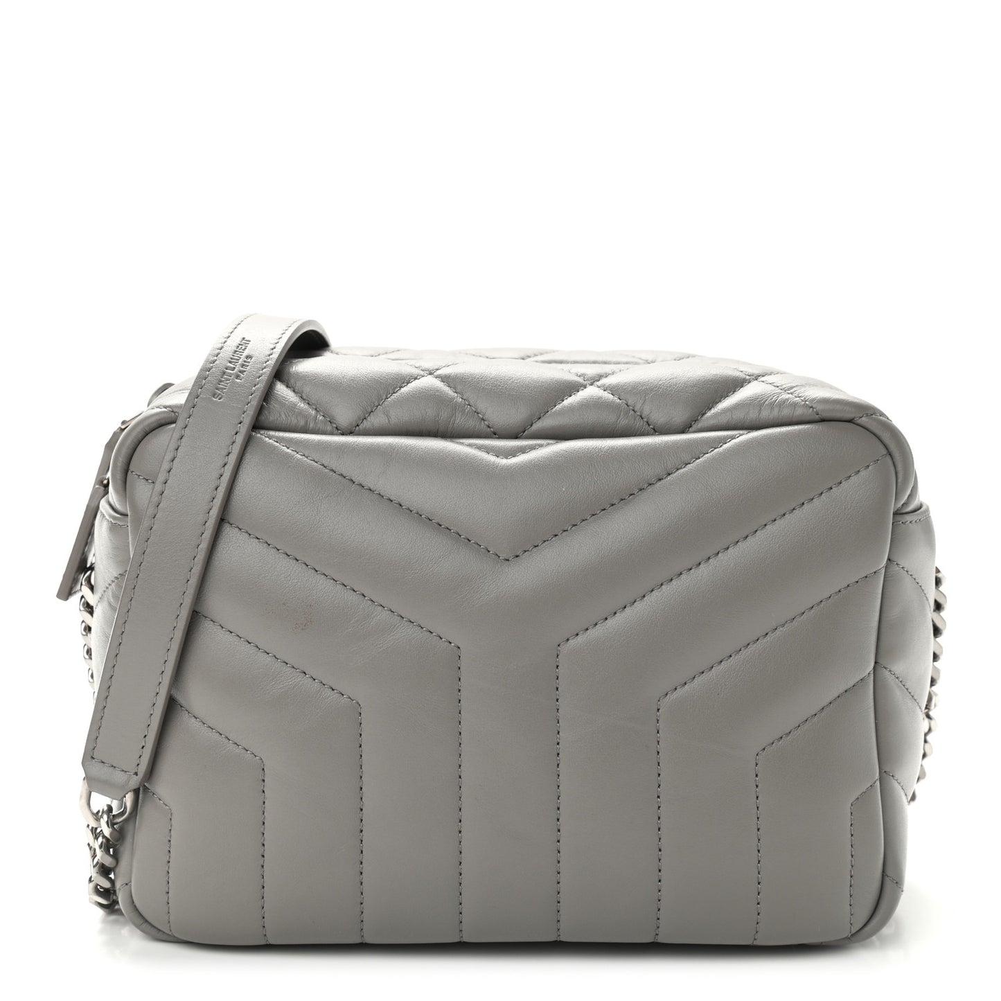 Calfskin Y Quilted Monogram Small Loulou Bowling Bag Light Gray
