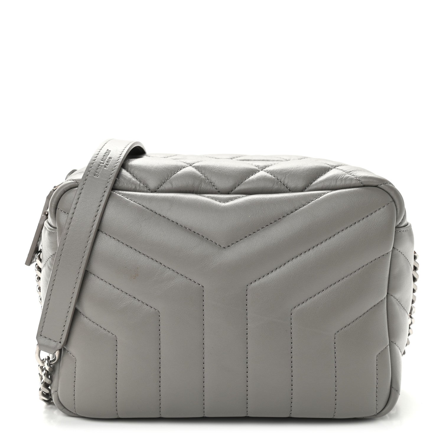 Saint Laurent Calfskin Y Quilted Monogram Small Loulou Bowling Bag Light Gray 1 of 10