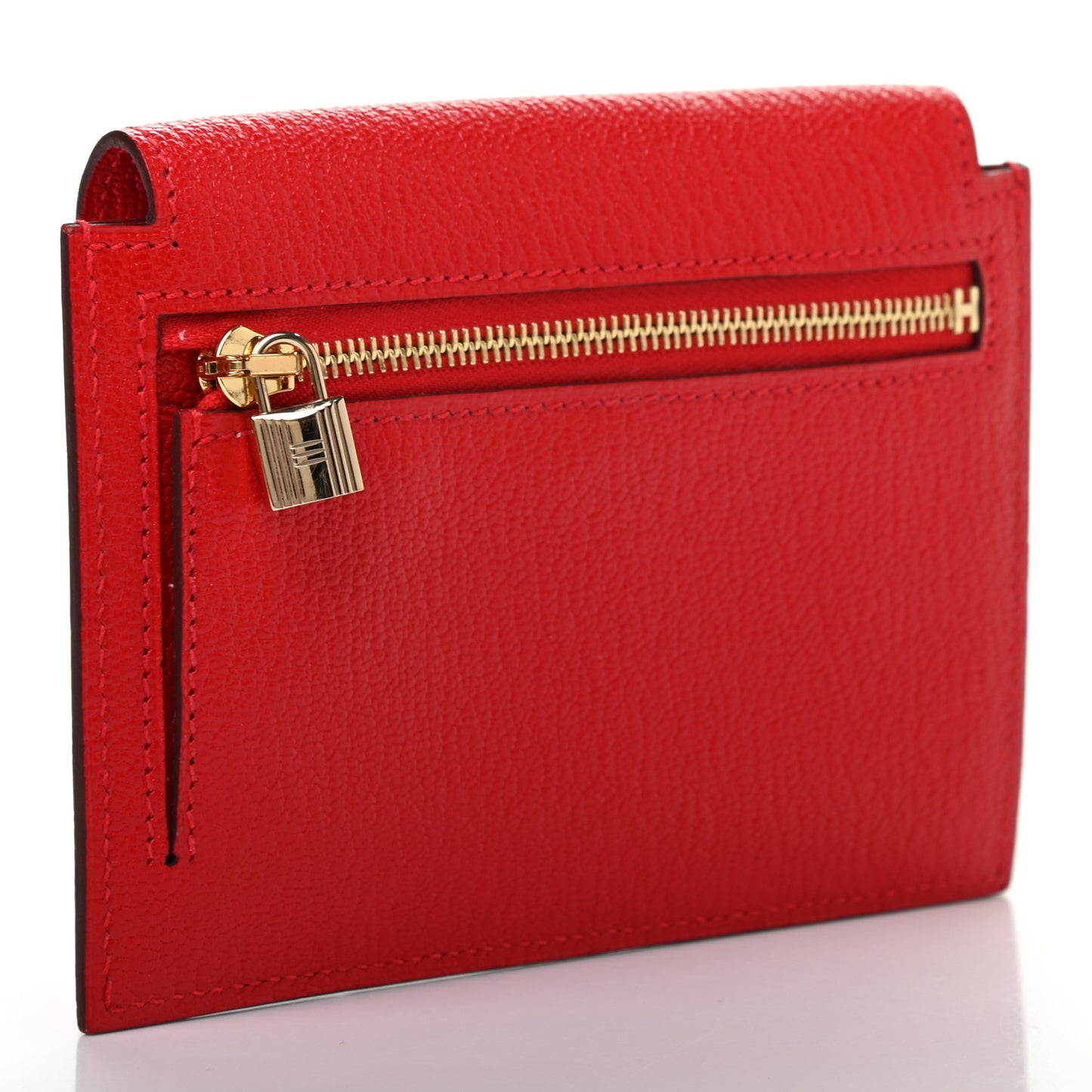 Chevre Mysore Kelly Pocket Compact Wallet Rouge de Coeur