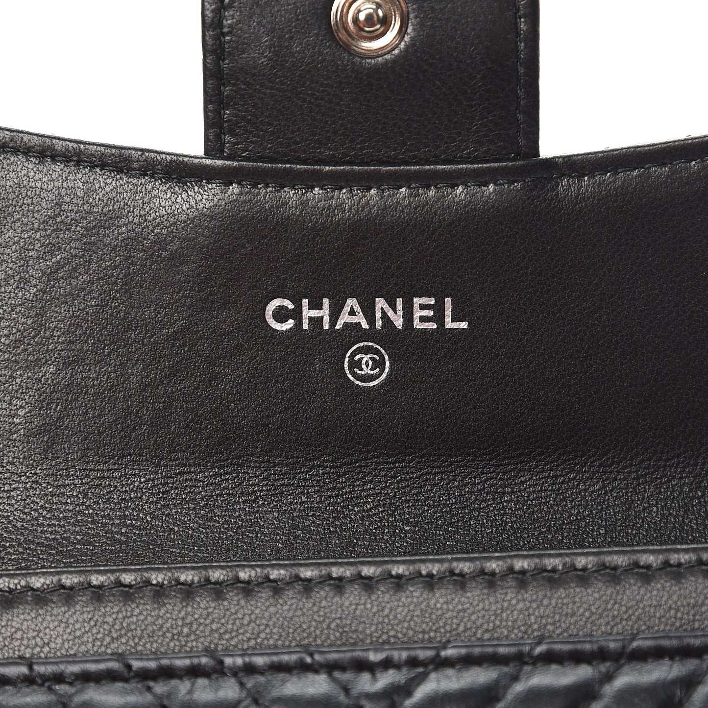 Aged Calfskin Chevron Quilted Card Holder Wallet So Black