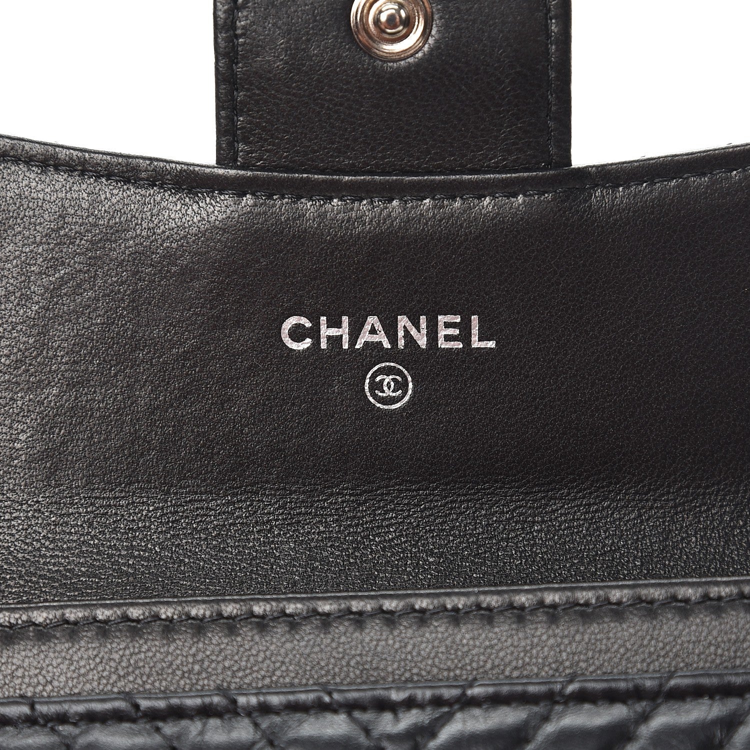 Chanel Aged Calfskin Chevron Quilted Card Holder Wallet So Black 6 of 9
