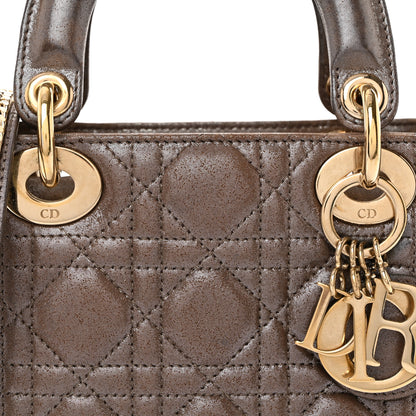 Christian Dior Metallic Calfskin Cannage Mini Lady Dior Brown 8 of 10
