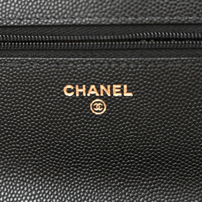 Chanel Caviar Quilted Striated CC Wallet On Chain WOC Black 6 of 11