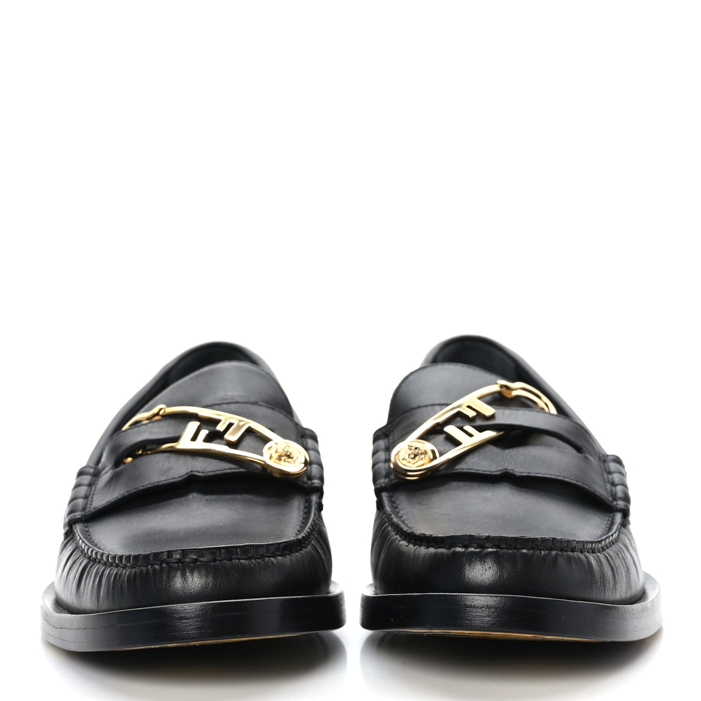 X FENDI Vitello Mens Fendace Mocassino Loafer 6 Black