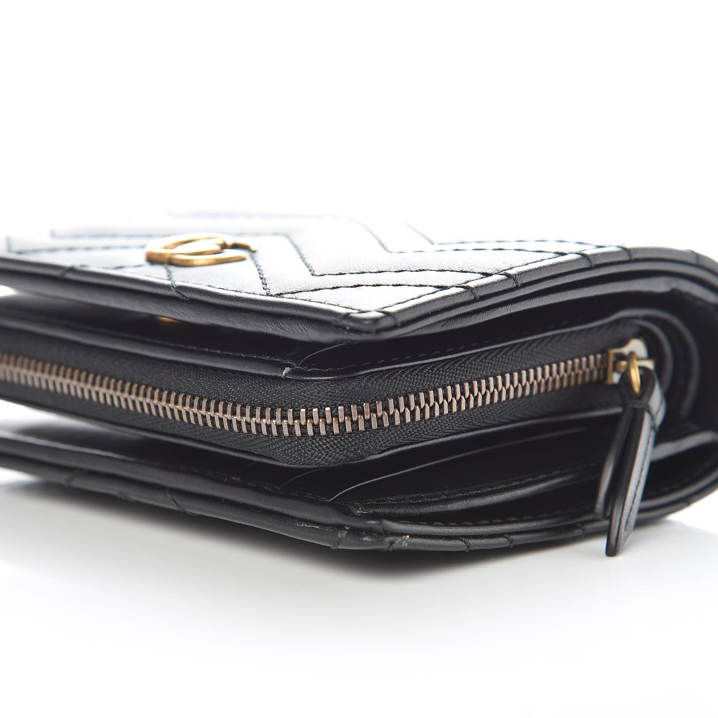 Calfskin Matelasse GG Marmont ID Card Case Wallet Black