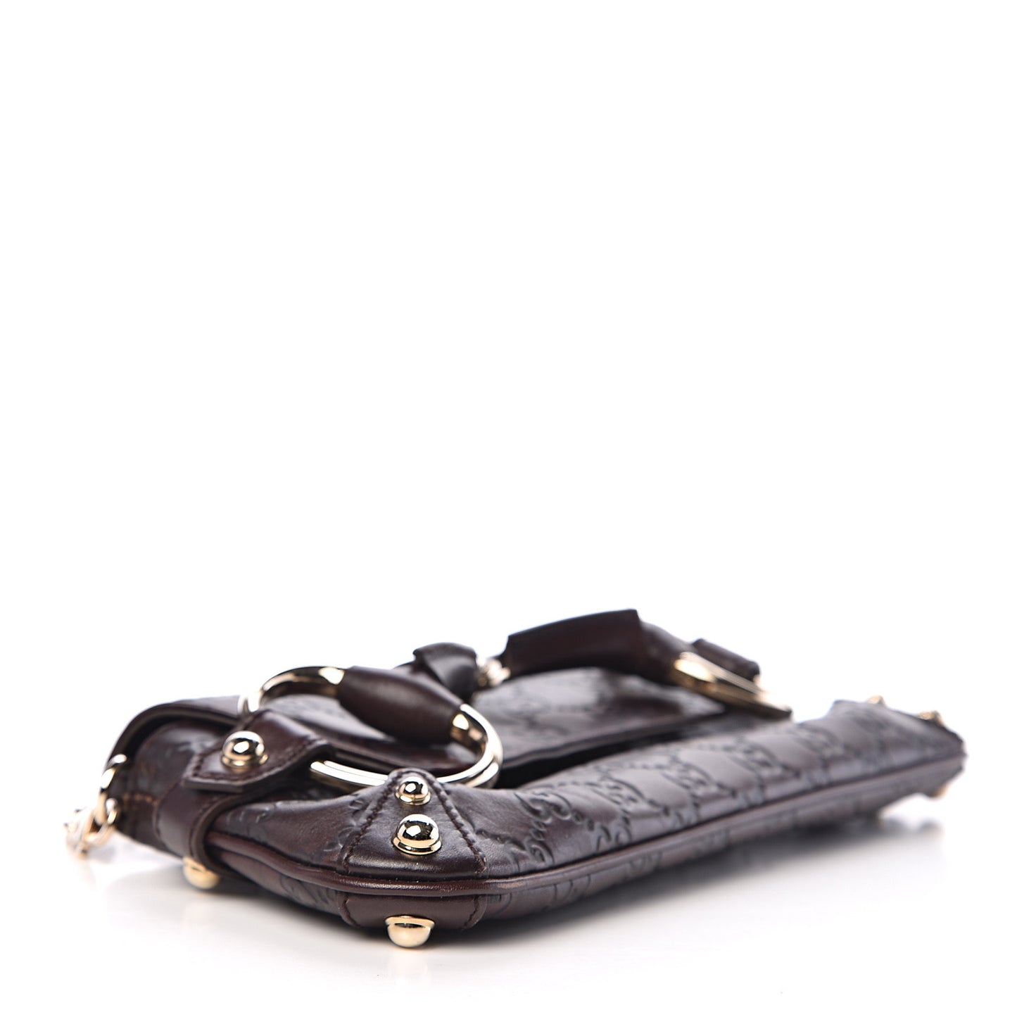 Guccissima Small Horsebit Chain Clutch Chocolate