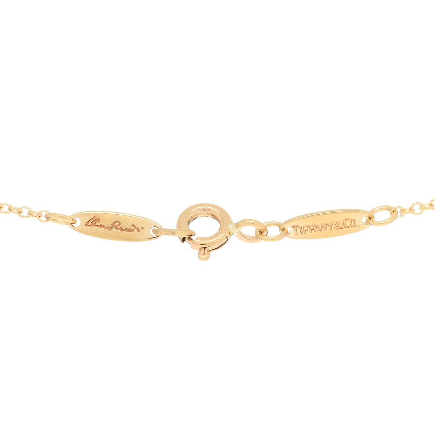 18K Yellow Gold Jade 23mm Elsa Peretti Open Heart Pendant Necklace