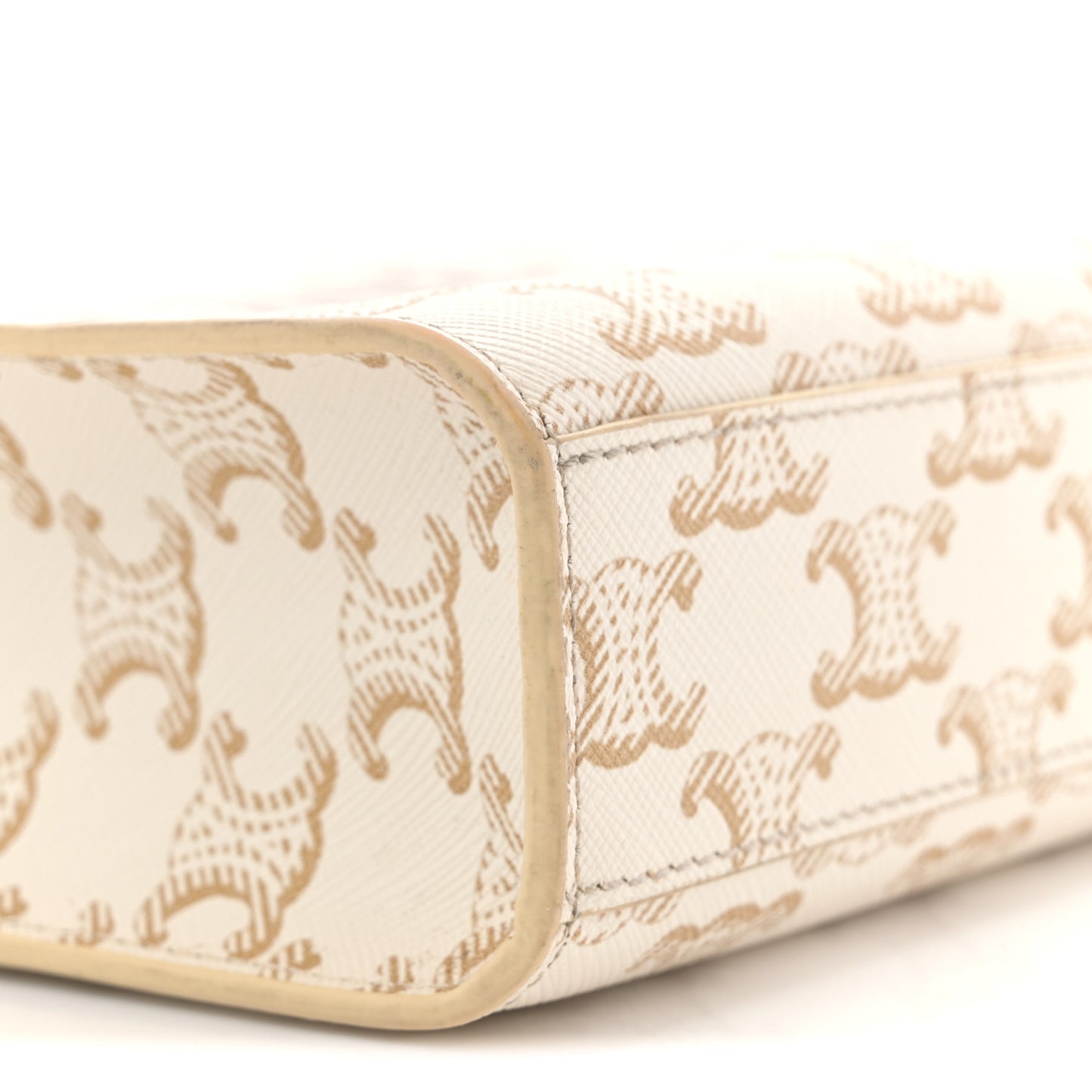 Triomphe Canvas Calfskin Mini Vertical Cabas White