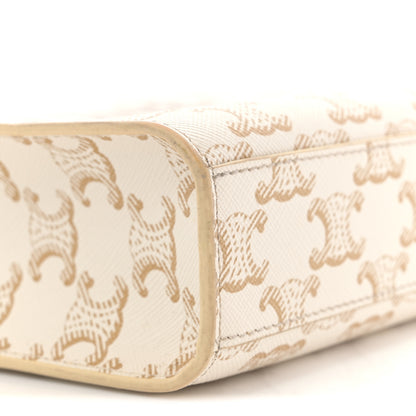 Celine Triomphe Canvas Calfskin Mini Vertical Cabas White 8 of 11