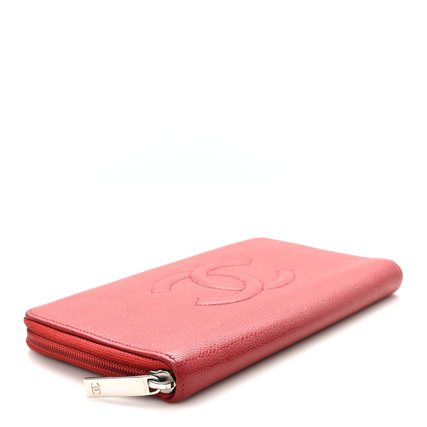 Caviar Large CC Timeless Zip Around Organizer Wallet Red