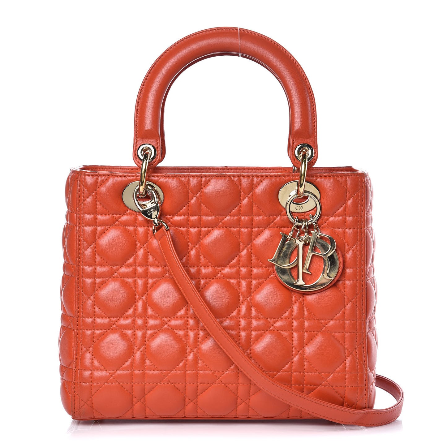 Lambskin Cannage Medium Lady Dior Orange