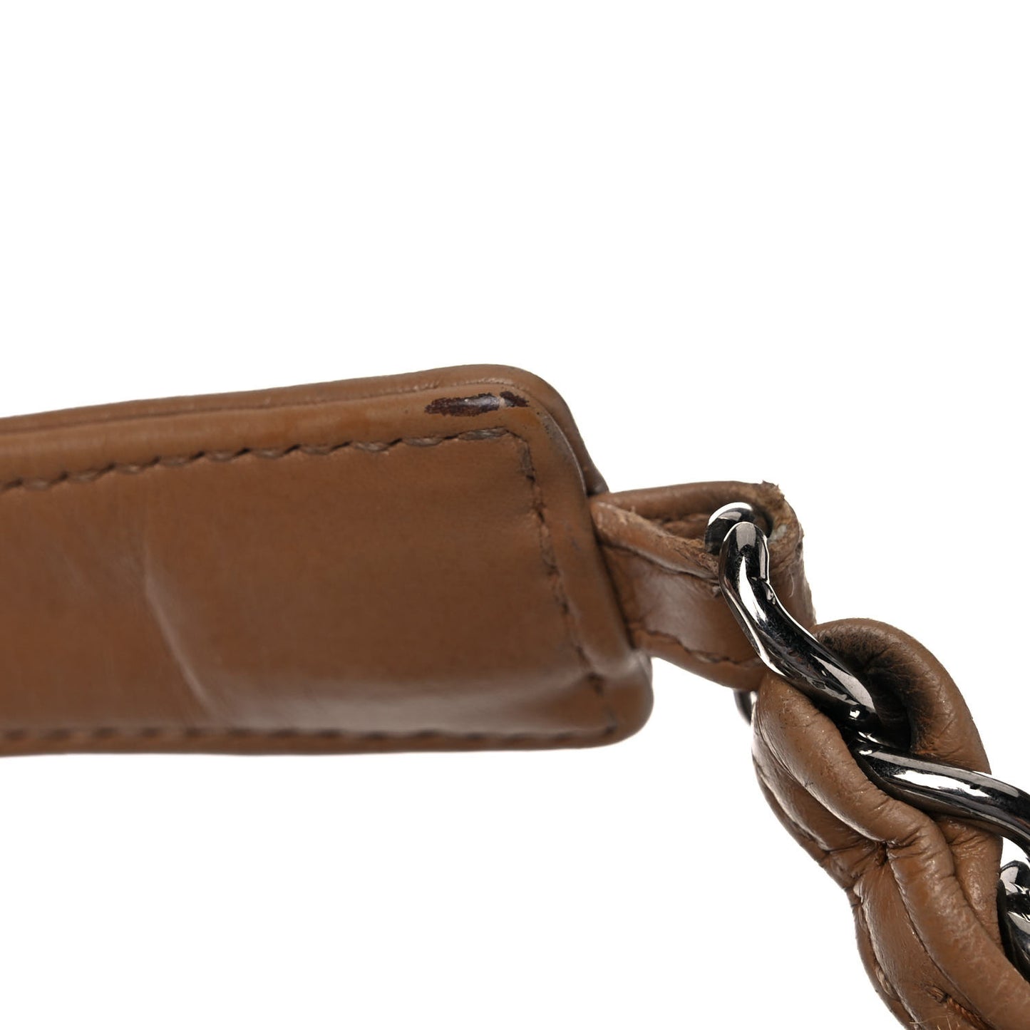 Lambskin Stitched Expandable Tote Beige