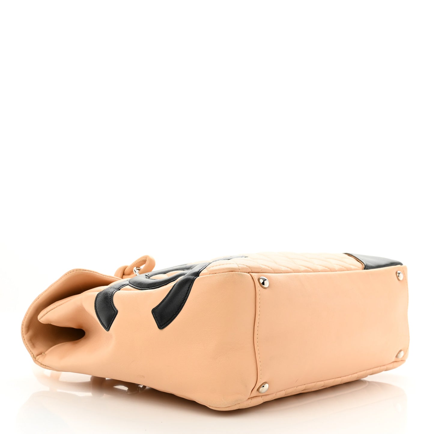 Calfskin Quilted Large Cambon Flap Beige Black Beige Black