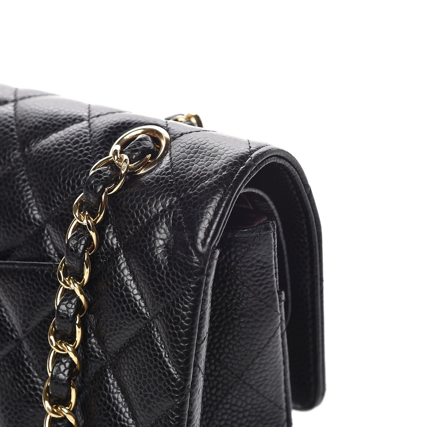 Caviar Quilted Medium Double Flap Black