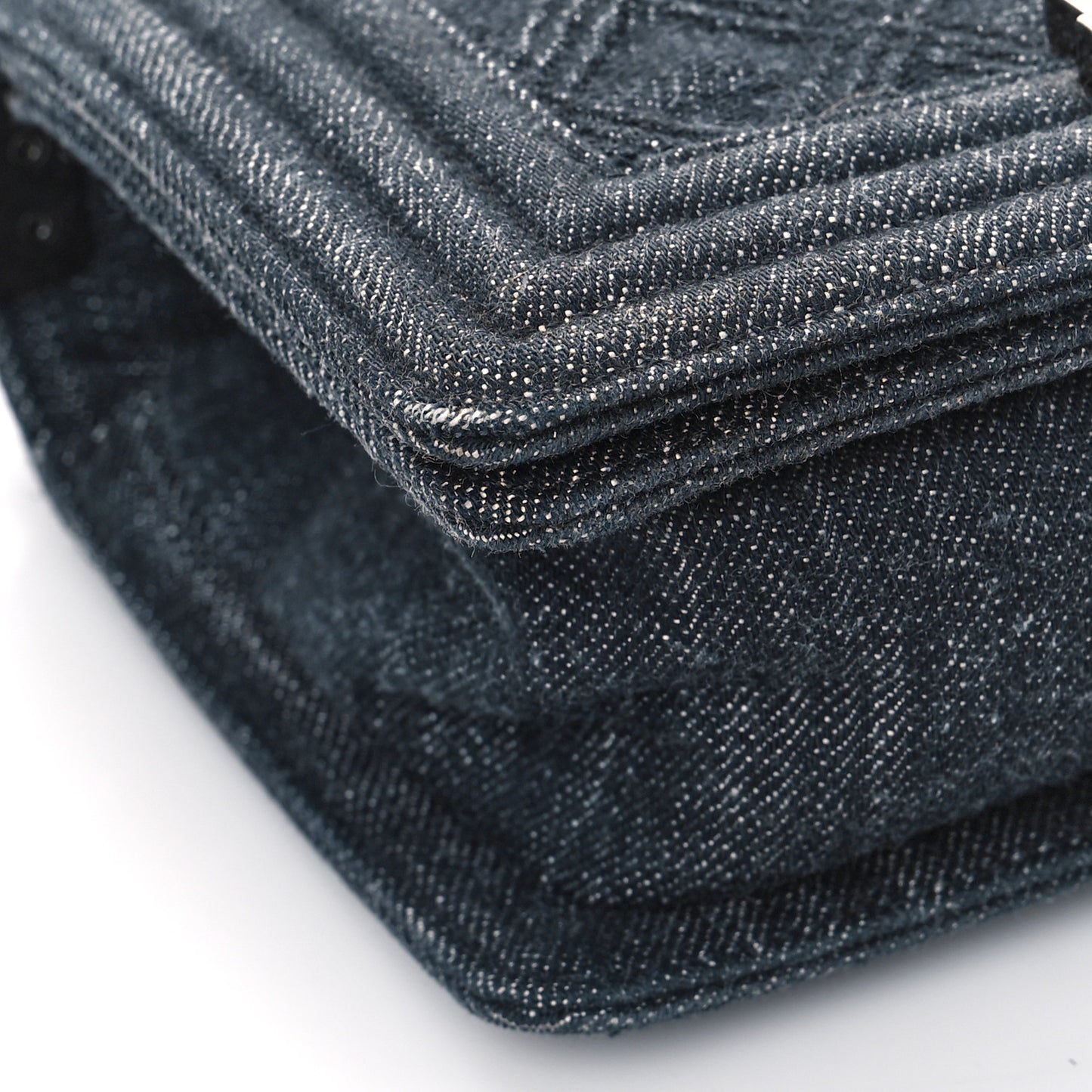 Denim Quilted Small Boy Flap Black
