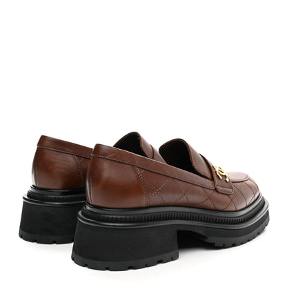 Chanel Calfskin Quilted CC Mocassin Loafers 37 Brown 4 of 11