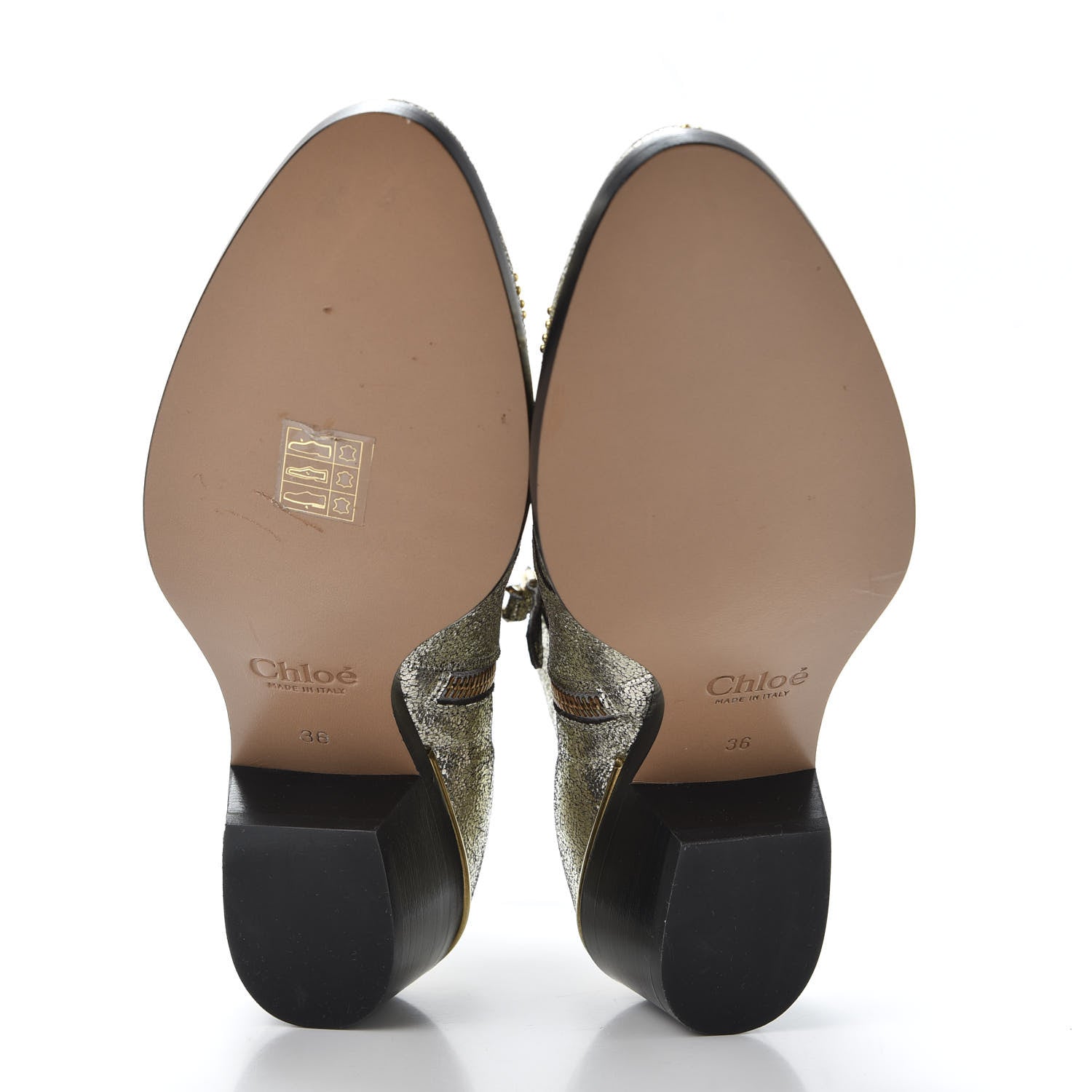 Chloe Metallic Nappa Sheepskin Studded Susanna Ankle Boots 36 Gold 8 of 9