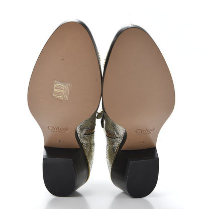 Chloe Metallic Nappa Sheepskin Studded Susanna Ankle Boots 36 Gold 8 of 9