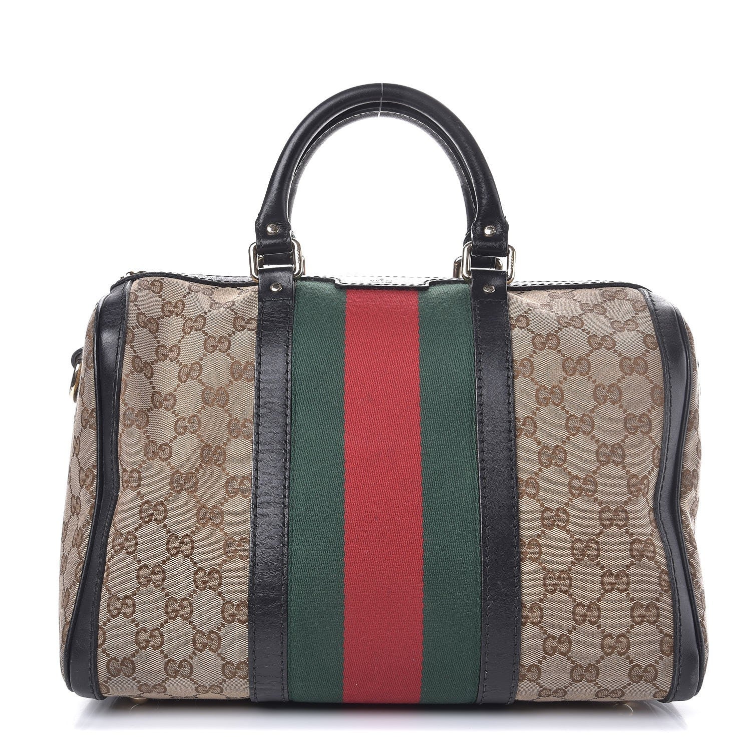 Gucci Monogram Vintage Web Medium Boston Black 1 of 24