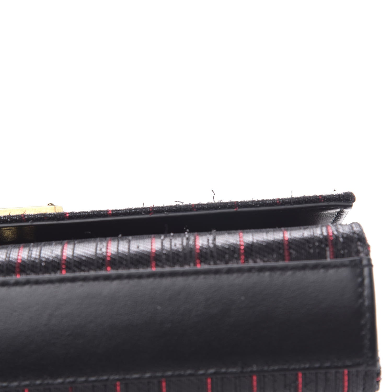 Saint Laurent Metallic Calfskin Striped Small Monogram Kate Satchel Black Red 10 of 11